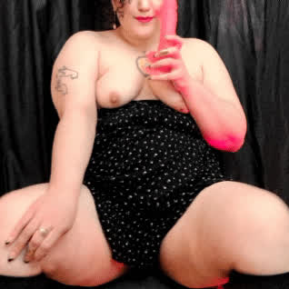 bbw curvy dildo lips lipstick tits gif