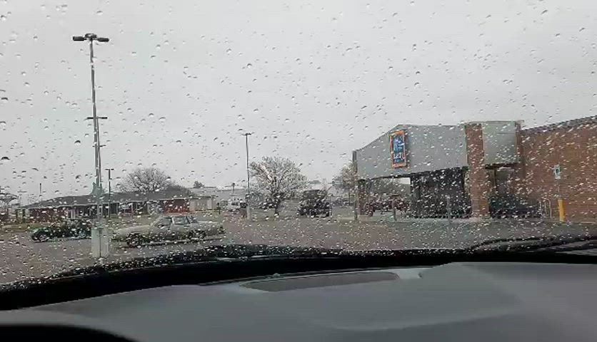 Being sneaky and flashing my tits in the parking lot outside my gym