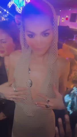 ass brunette celebrity pasties rita ora see through clothing thong gif