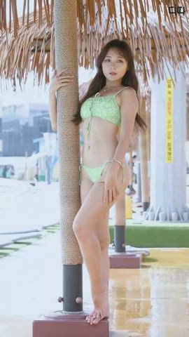 asian babe beach cute korean model swimsuit gif