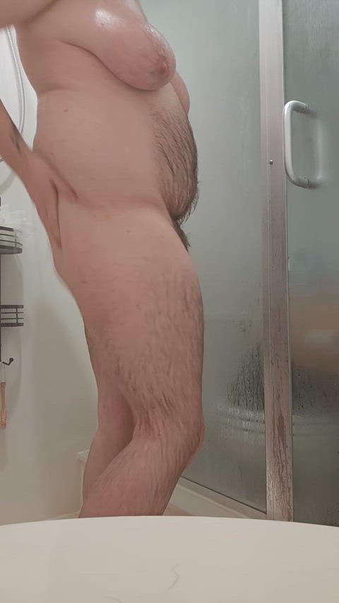 chubby ftm hairy hairy chest hairy pussy natural tits shower trans trans man transgender