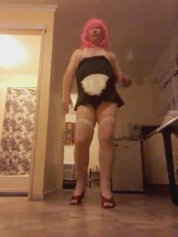 dancing high heels knickers maid mature sissy stockings gif