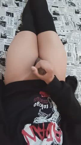 Femboy Masturbating Thick Cock Knee High Socks Porn GIF by nyturn