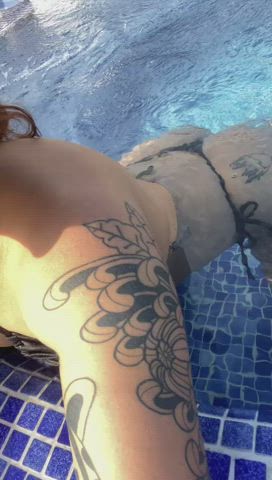 big tits latina outdoor petite swimming pool swimsuit tattoo twerking voyeur gif