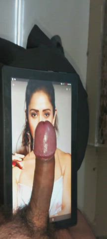 Wanking my big meaty cock on slut nushrat baruchaa aaah suck it baby