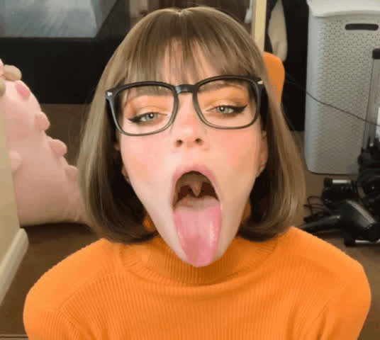 ahegao blowjob tongue fetish gif
