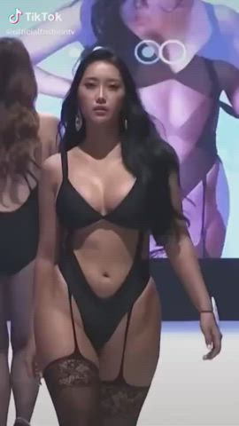 Asian Babe Lingerie Model Vertical gif