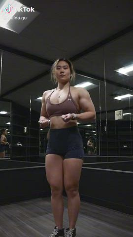 Asian Fitness Gym Muscular Girl TikTok gif
