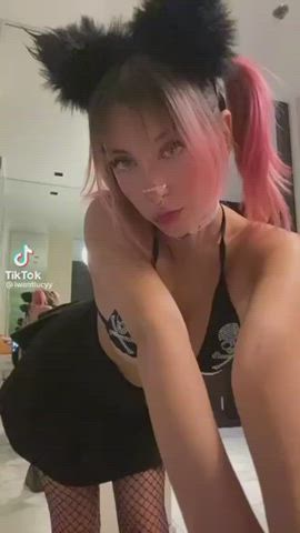 Alt Bouncing Tits Censored Cute Emo Goth Humiliation TikTok gif