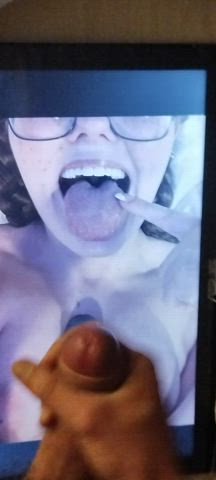 cum cum in mouth cumshot glasses tongue fetish tribute gif