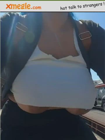 big tits flashing outdoor gif