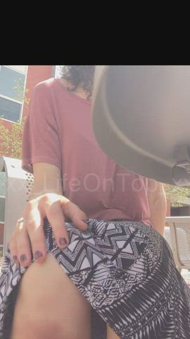 Clothed Outdoor Pussy Skirt Upskirt White Girl gif