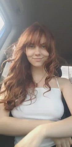 Flashing Perky Redhead gif