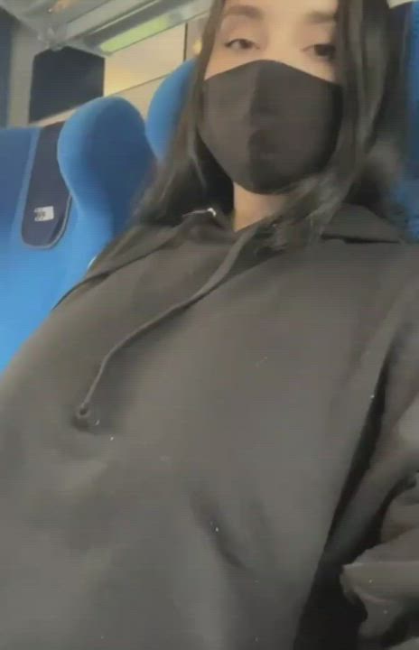 Babe Big Tits Boobs Cute Huge Tits Mask Public Titty Drop gif