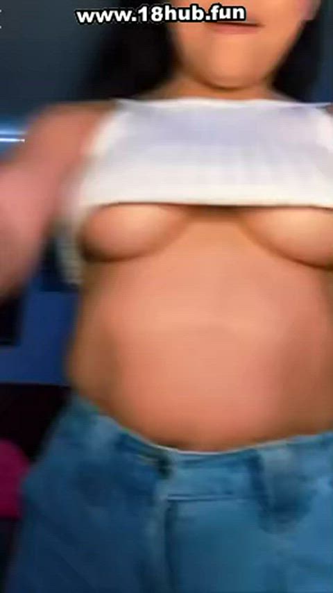 big ass big tits boobs brunette hotwife naked sex tiktok gif