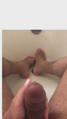 cumming after pissing semi hard