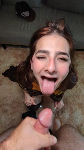 Sending The Delivery Girl Back To Work With Cum On Her Face