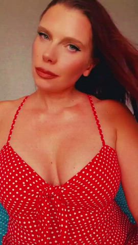 big tits boobs dress fake boobs redhead summer breeze gif