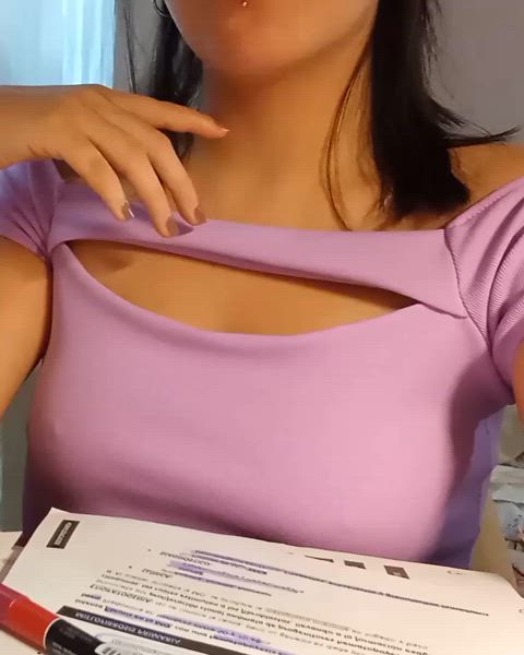 Would you like to suck my tits during my study break?