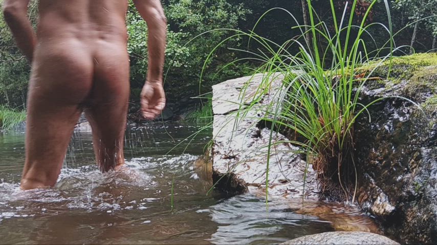 erection jerk off male masturbation masturbating outdoor wet gif