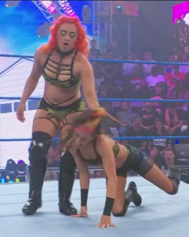 brunette rough wrestling gif