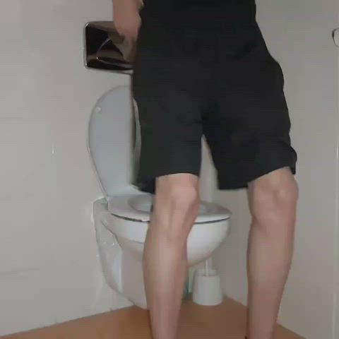 Cumshot Masturbating Toilet Trans gif