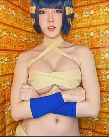 Big Tits Blue Eyes Cosplay Egyptian Striptease gif