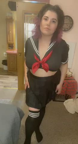 goth schoolgirl tease gif