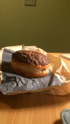 A Nutella donut with more warm icing