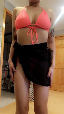 Big Tits Bikini Boobs Latina Swimsuit Tattoo Thong gif
