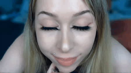 21 Years Old Blonde Blue Eyes Cute Female Petite Smile Tongue Fetish gif