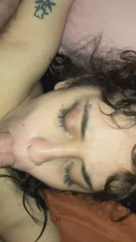 18 Years Old Big Dick Face Fuck Latina Saliva Sloppy Sucking gif
