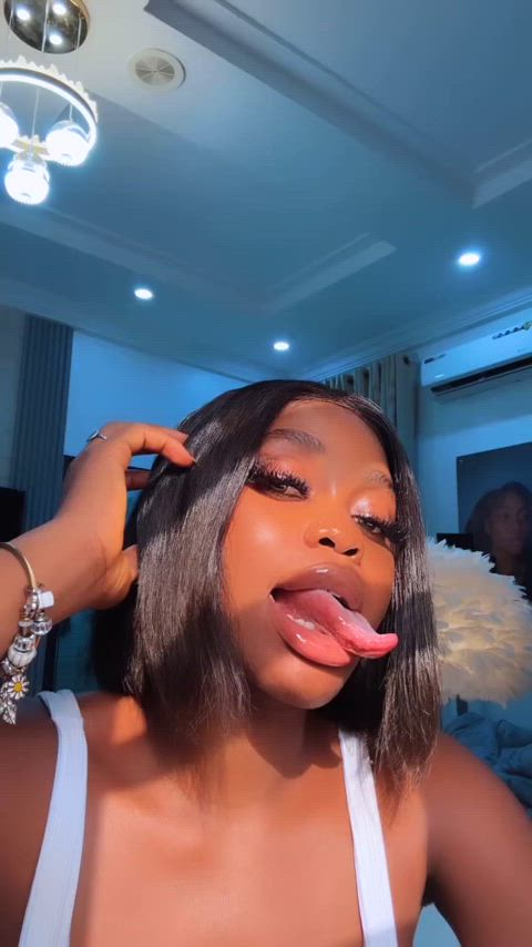 ebony long tongue tongue tongue fetish gif