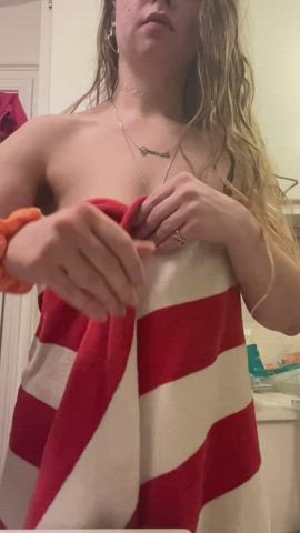 Slow motion showing off my goodies after the shower.