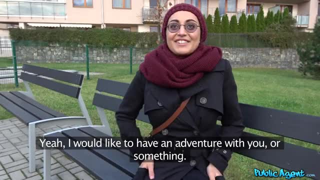 Afghan babe Yasmeena sucks cock in public before getting a hotel room