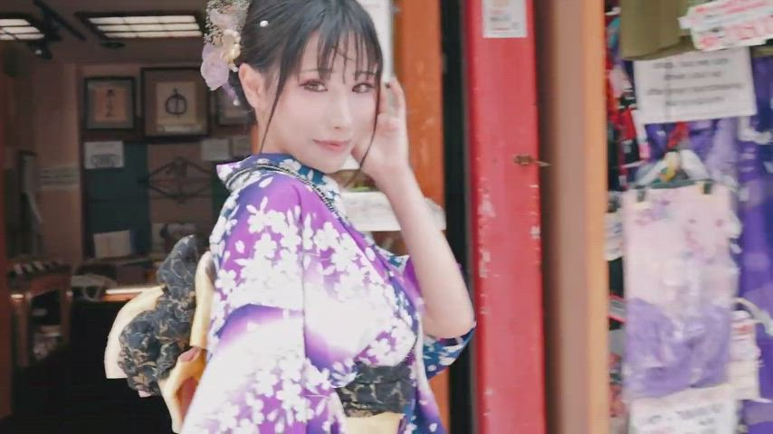 asian babe cute kimono model vietnamese gif