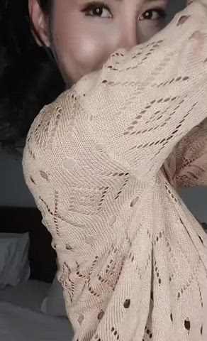Asian Big Tits MILF See Through Clothing Sheer Clothes Smile gif