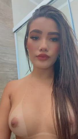 asian bathroom tits gif