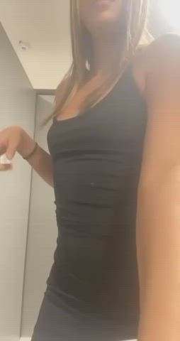 ass bathroom big ass booty dress flashing panties upskirt gif