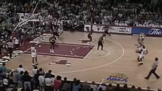 Michael Jordan shrugs after making six 3’s in first half of 1992 Finals
