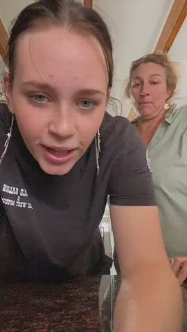 TikTok mom flashes (look at table reflection)