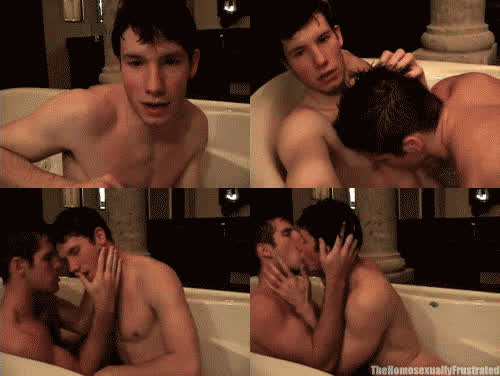 bathtub gay kissing nipple play wet gif