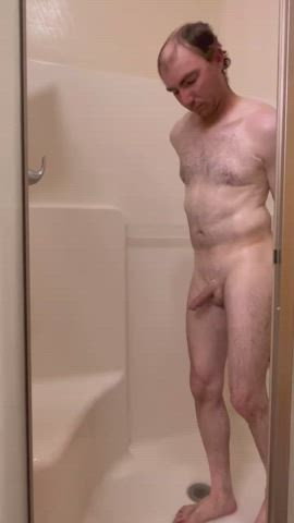 balls big dick cock shaved shower wet gif