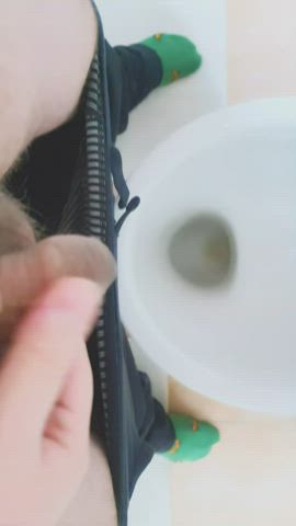 pov pee peeing penis piss pissing toilet trans femboys gif