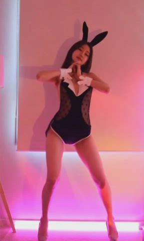 bunny cosplay dancing korean striptease gif