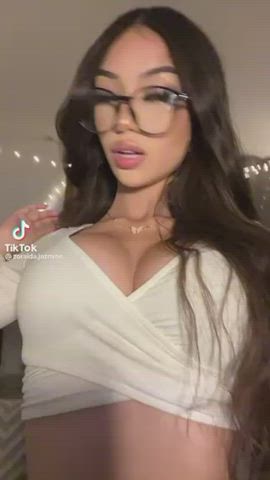 cleavage close up glasses gif