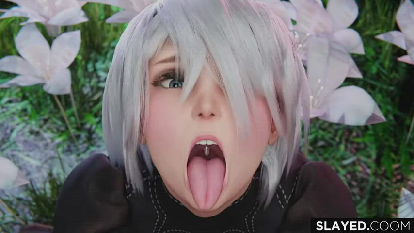 3d ahegao bbc choking cum in mouth gagging sloppy throat fuck gif