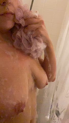 boobs hotwife nipples shower soapy tits gif