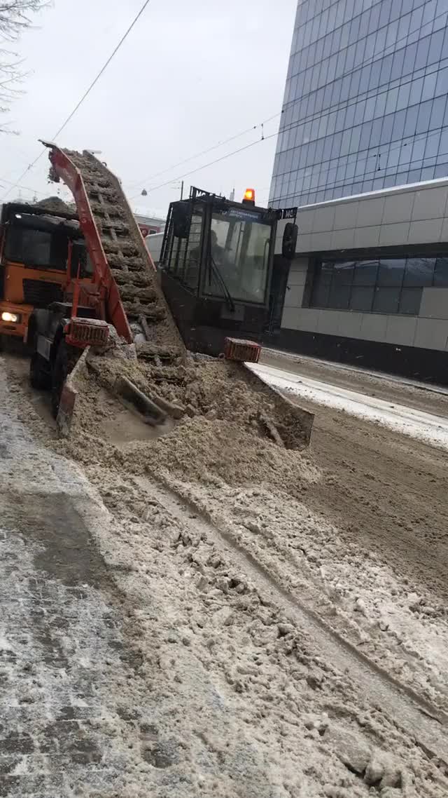 Snow sweepers on the streets of Moscow