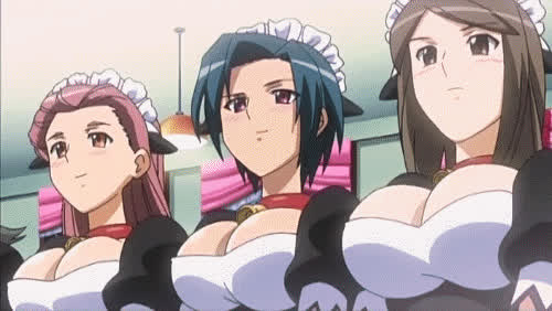 anime bouncing tits cleavage ecchi huge tits maid gif